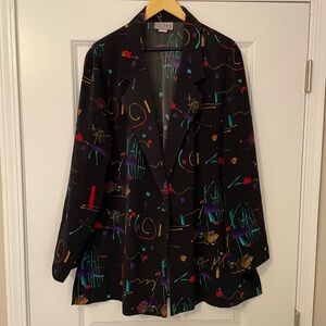Vintage Kelly Stevens Unique Black 80’s 90’s Saved by the Bell Style Blazer
